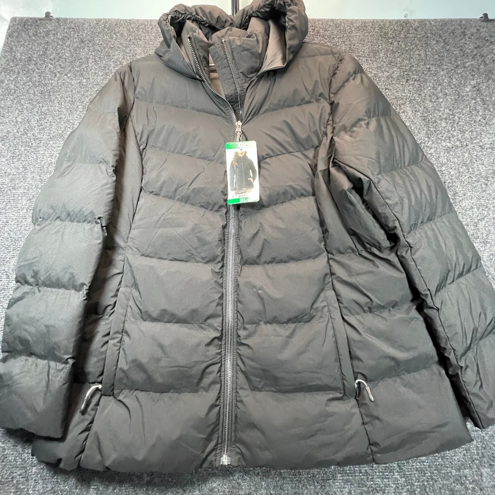 32 Degrees Heat Puffer Jacket Women XL Black Quilted Hooded Winter Coat Warm NWT